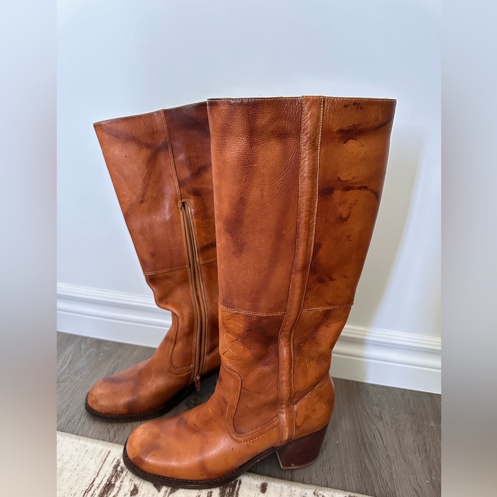 Brown Leather Knee-High Boots